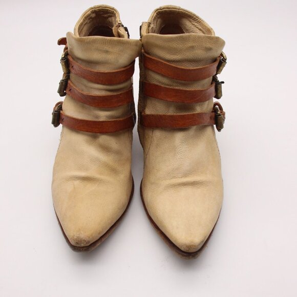 A.S. 98 Brown Tan Leather Women's Size EU 36 Pointed Toe 3 Strap Boots - Picture 2 of 12